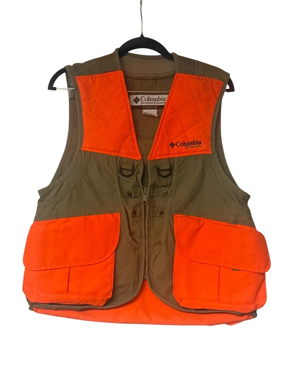 Columbia PHG Hunting Vest Mens Small Brown Orange Ptarmigan Bird Pheasant Grouse